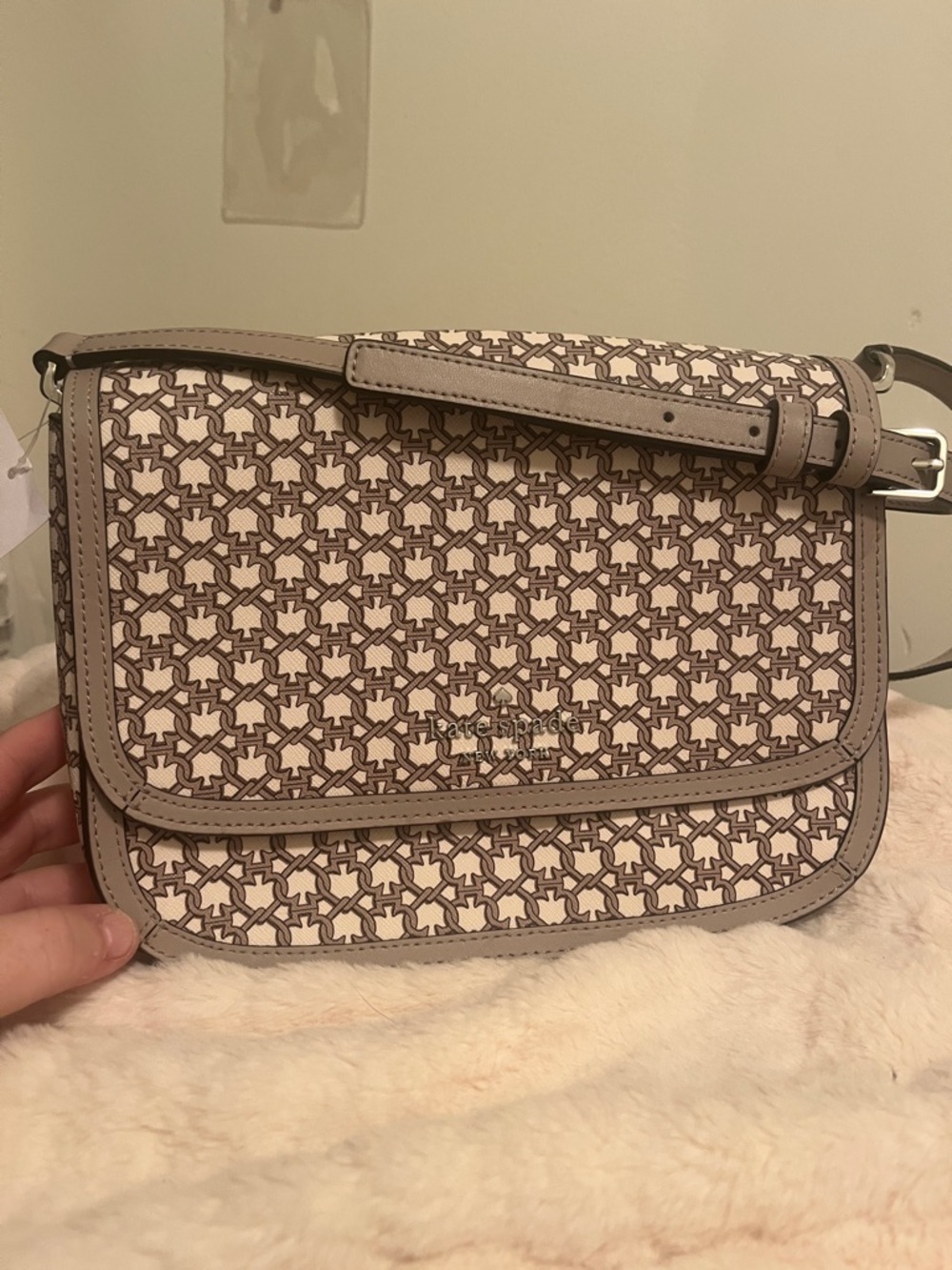 kate spade Beige and Brown Patterned Crossbody Bag